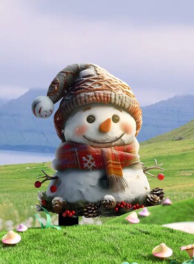 168B跨境平面亚克力圣诞雪人花盆
