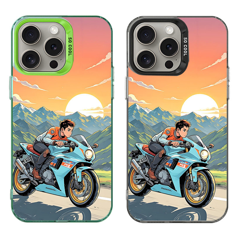 大孔硬壳手机壳适用苹果iPhone17Pro16Max13Pro15XS14XR8X7plus12SE11 机车鬼火少年摩托车2