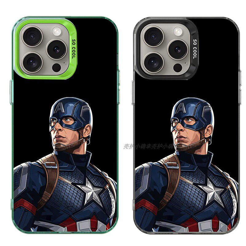大孔硬壳手机壳适用苹果iPhone17Pro16Max13Pro15XS14XR8X7plus12SE11 美国队长漫威