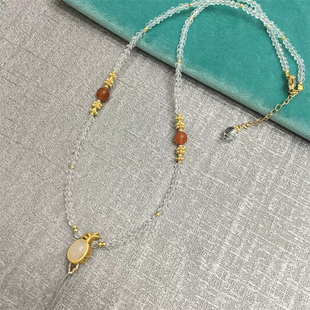 吊坠挂绳项链绳挂绳翡翠玉坠水晶单珠手工编织锁骨链尖晶石