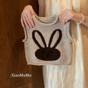 韩版女童针织背心洋气外穿儿童套头提花毛衣马甲宝宝毛线春秋装