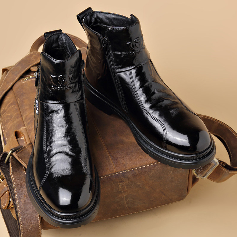 马丁靴男款冬季加绒高帮真皮牛皮拉链切尔西靴软底英伦风保暖短靴