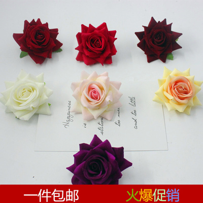 diy仿真工艺绒布花头花朵婚庆