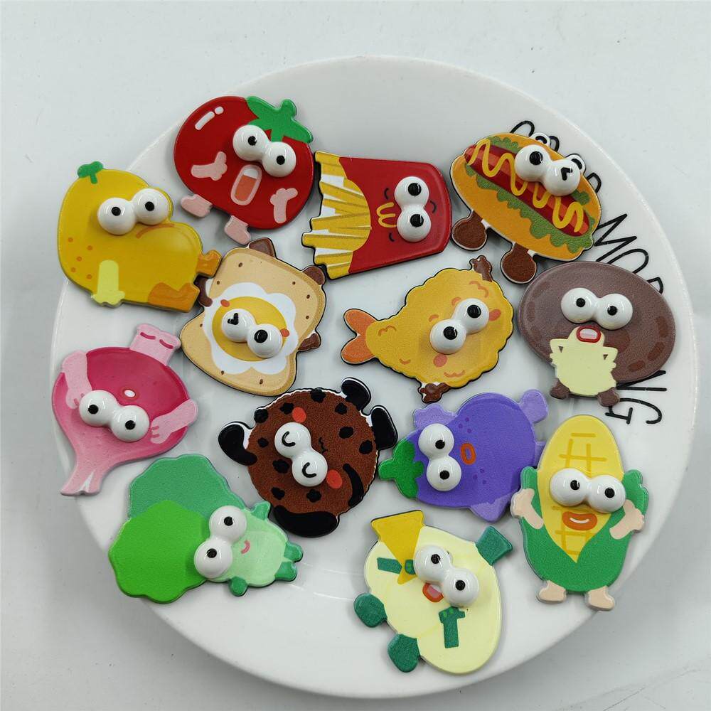 创意趣味汉堡水果亚克力贴片DIY树脂配件饰品手工制发夹手机壳