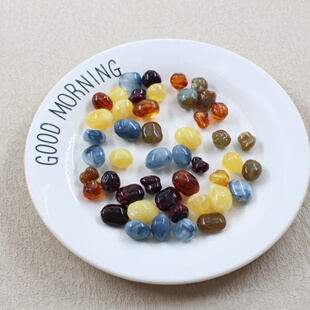 新款亚克力新中式异形碎石珠仿石头带孔散珠 diy手工手串手链串珠