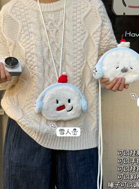 可爱高颜值小雪人零钱包少女心挂脖卡包CCD收纳包便携姨妈巾包