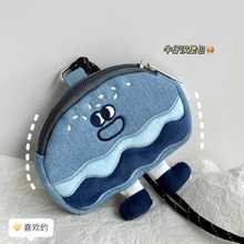 牛仔布汉堡零钱包卡通搞怪挂脖创意书包斜跨卡包耳机包收纳包原创