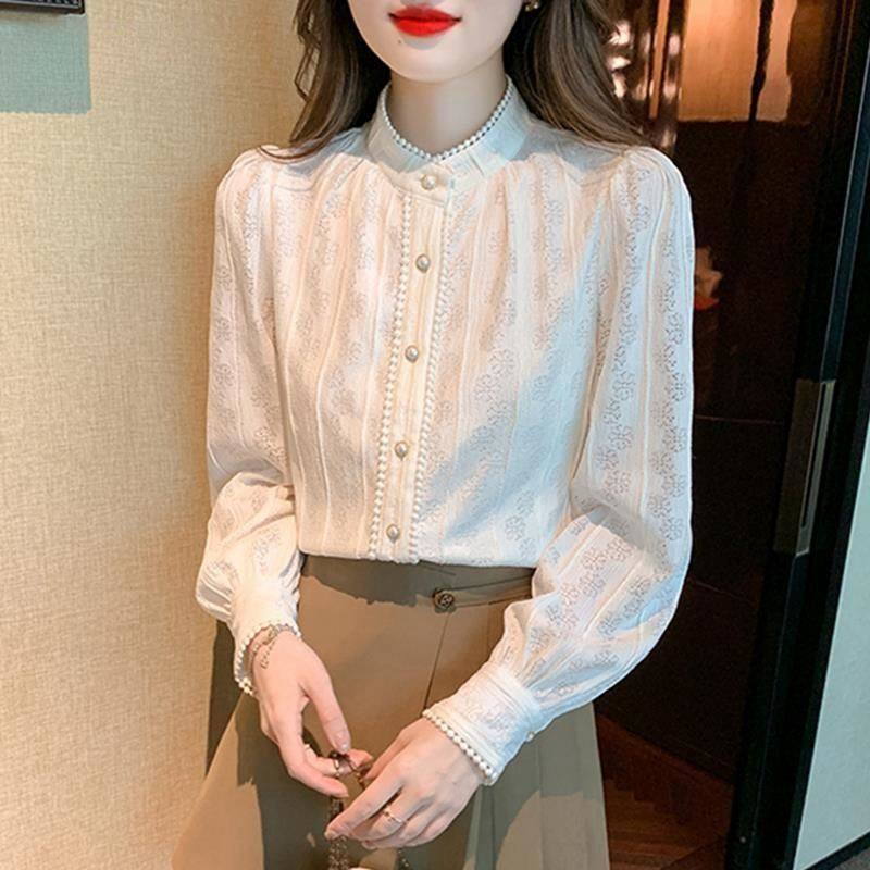 时尚半高领蕾丝打底衫女秋季2024高档新款小个子显瘦上衣洋气内搭