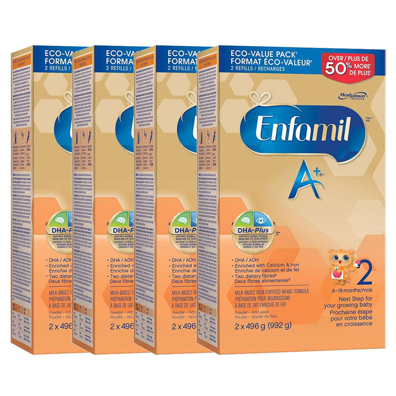 加拿大美赞臣Enfamil A+2段加版婴幼儿二段配方牛奶粉992g*4罐