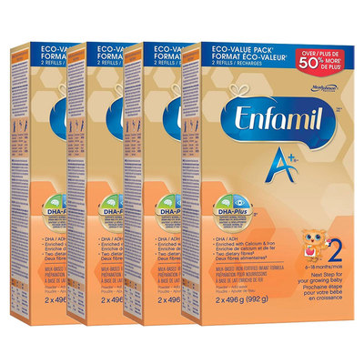 加拿大美赞臣Enfamil A+2段加版婴幼儿二段配方牛奶粉992g*4罐