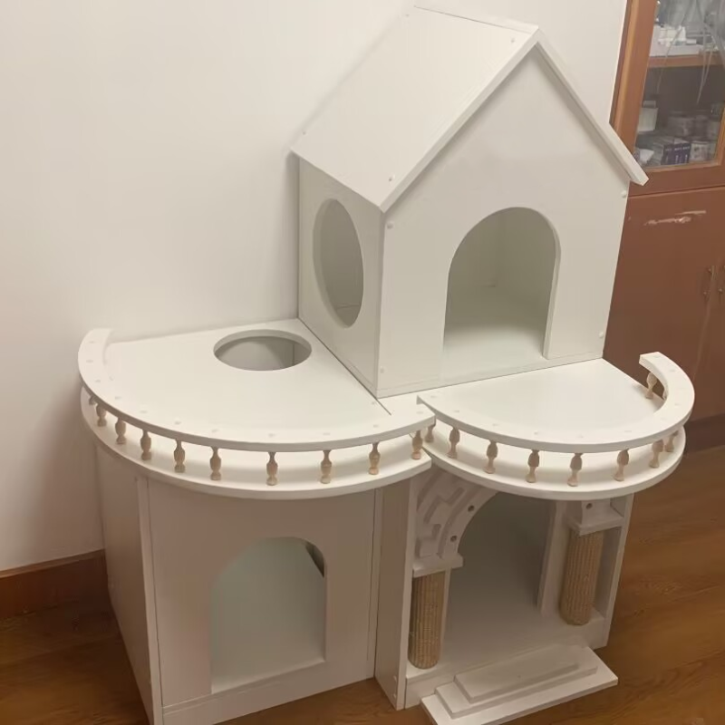猫房子猫爬架猫窝猫树一体超大猫别墅抓板剑麻猫抓柱实木装饰展架
