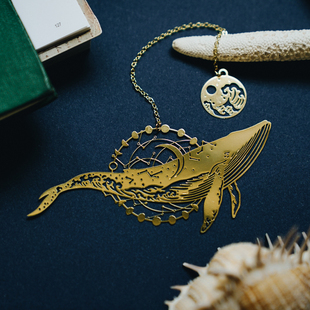 鲸鱼金属书签黄铜镂空海洋星空音乐高档精致礼盒学生创意生日礼物