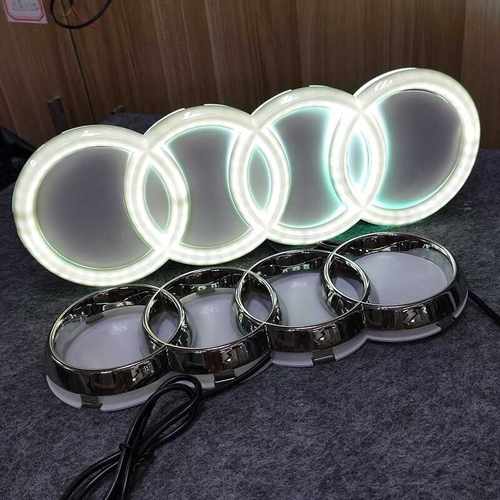 改装奥迪前中网LED发光大标后标