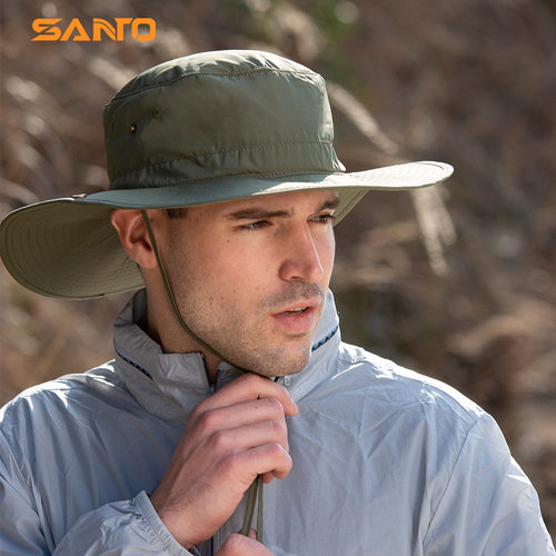 SANTO/山拓 户外速干遮阳防晒奔尼帽子 圆边平顶渔夫钓鱼帽M14