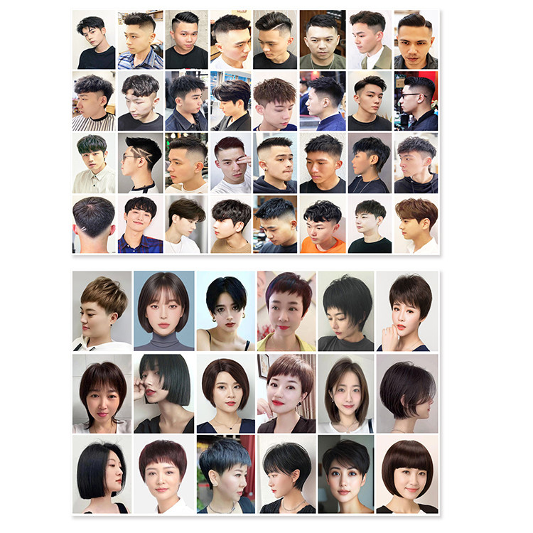 美发海报男士发型图女士短发新款流行发型时尚2025发型自粘贴画