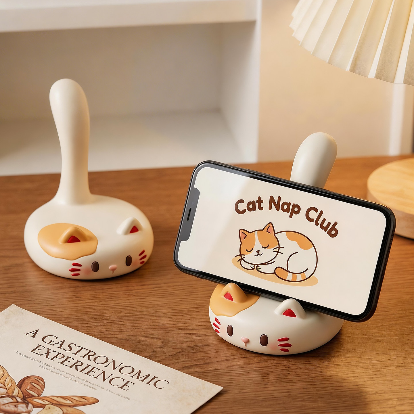 可爱猫咪手机支架摆件办公桌面三花猫解压装饰品实用生日礼物女生