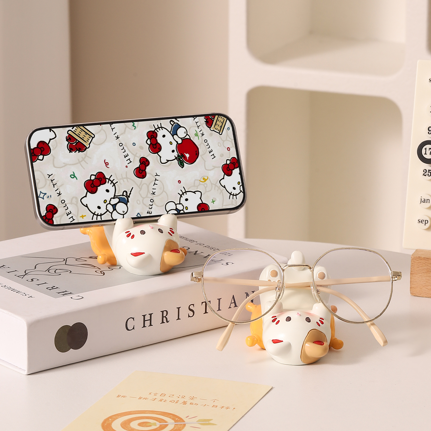 可爱猫咪手机支架摆件