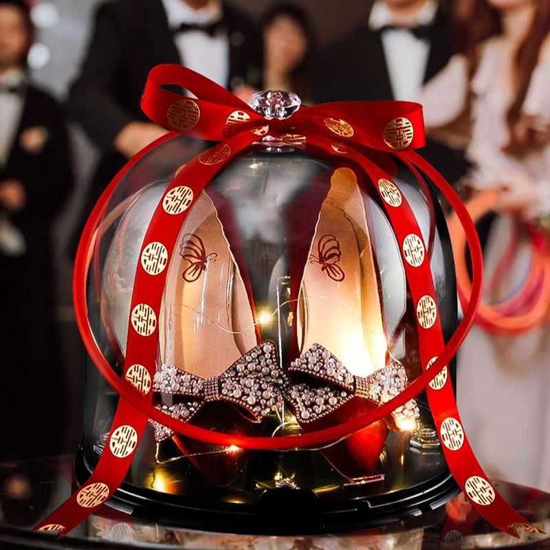 藏鞋盒婚鞋盒带锁婚鞋套圈游戏