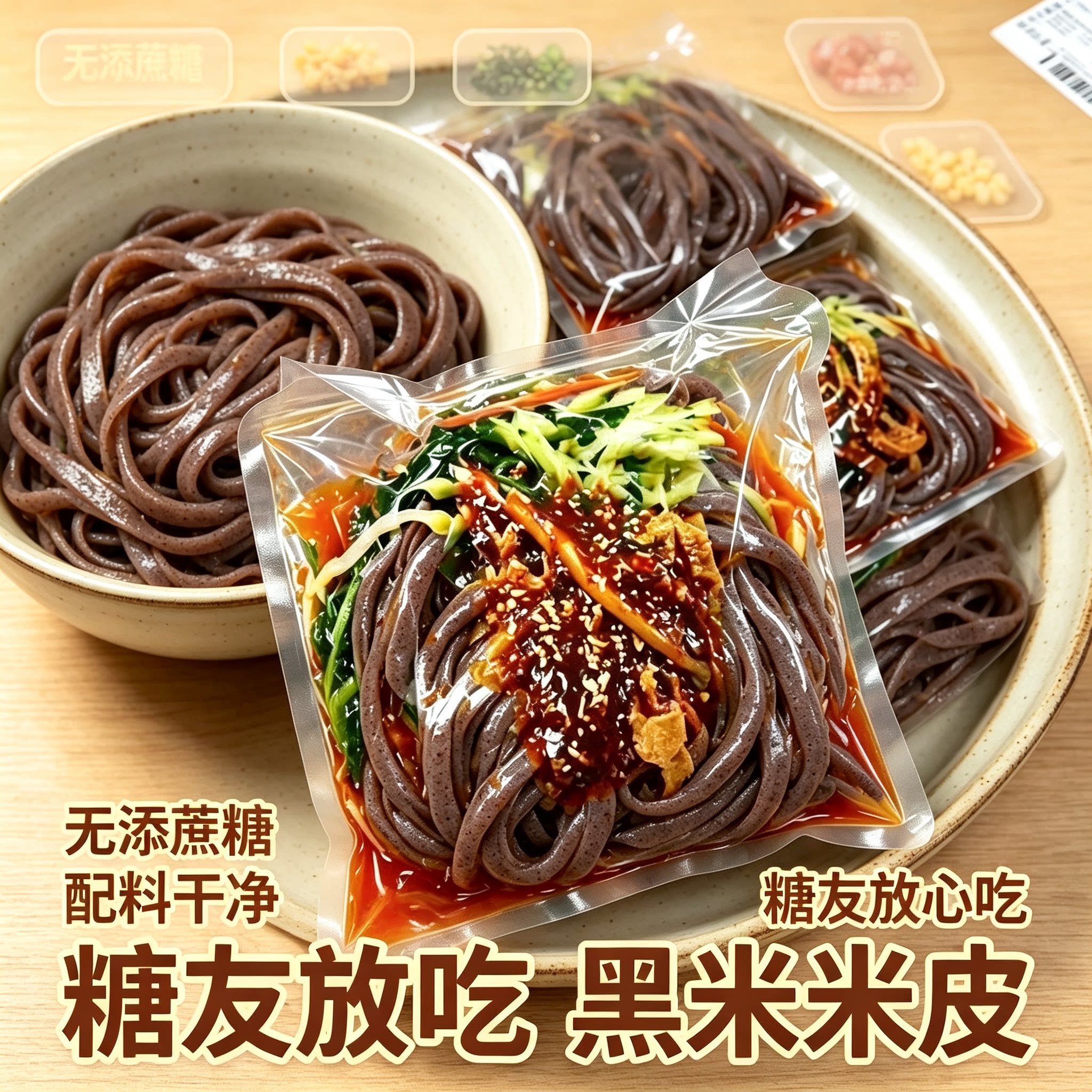 糖尿人专用零食品可以吃的无糖精黑米米皮老人儿童孕妇糖友饱腹品