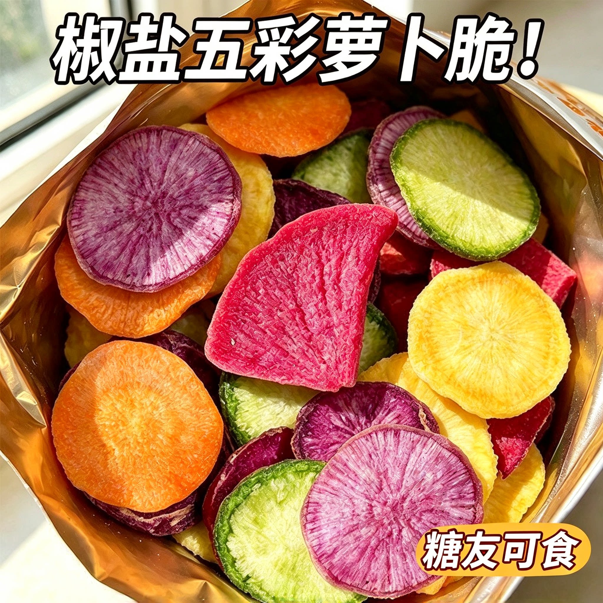 糖尿人专用零食品可以吃的无糖精椒盐五彩萝卜脆老人孕妇糖友饱腹