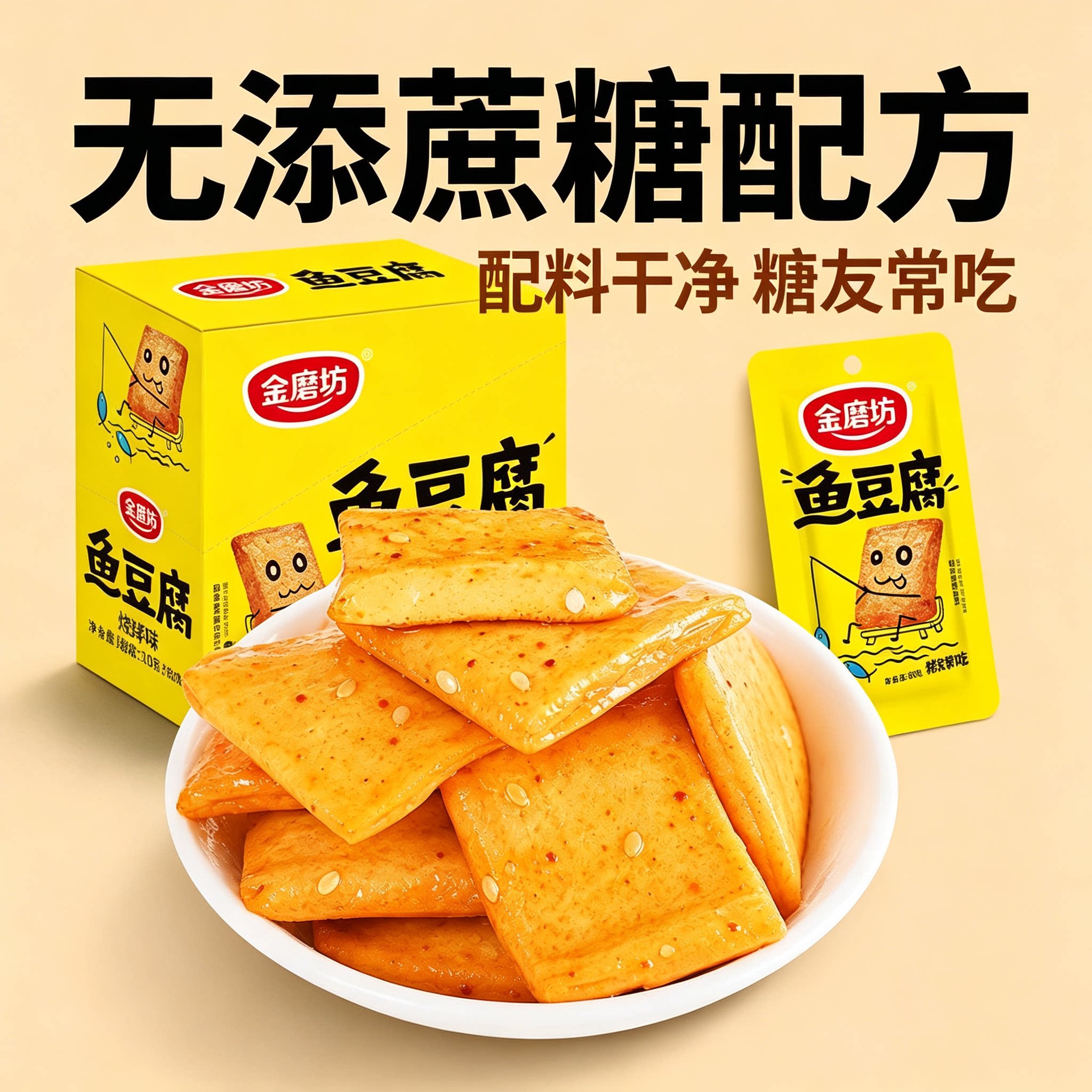 糖尿人专用零食品可以吃的无糖精鱼豆腐包老人儿童孕妇糖友饱腹品