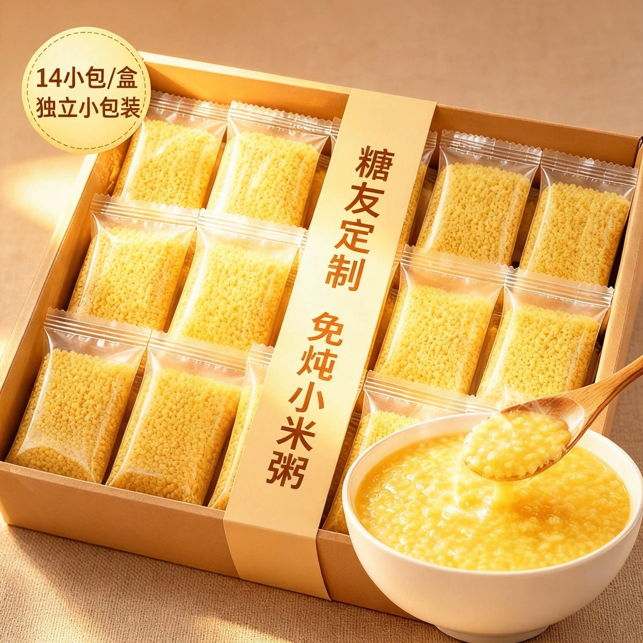 糖尿人专用零食品可以吃的无糖精盒装免炖小米粥老人儿童糖友饱腹