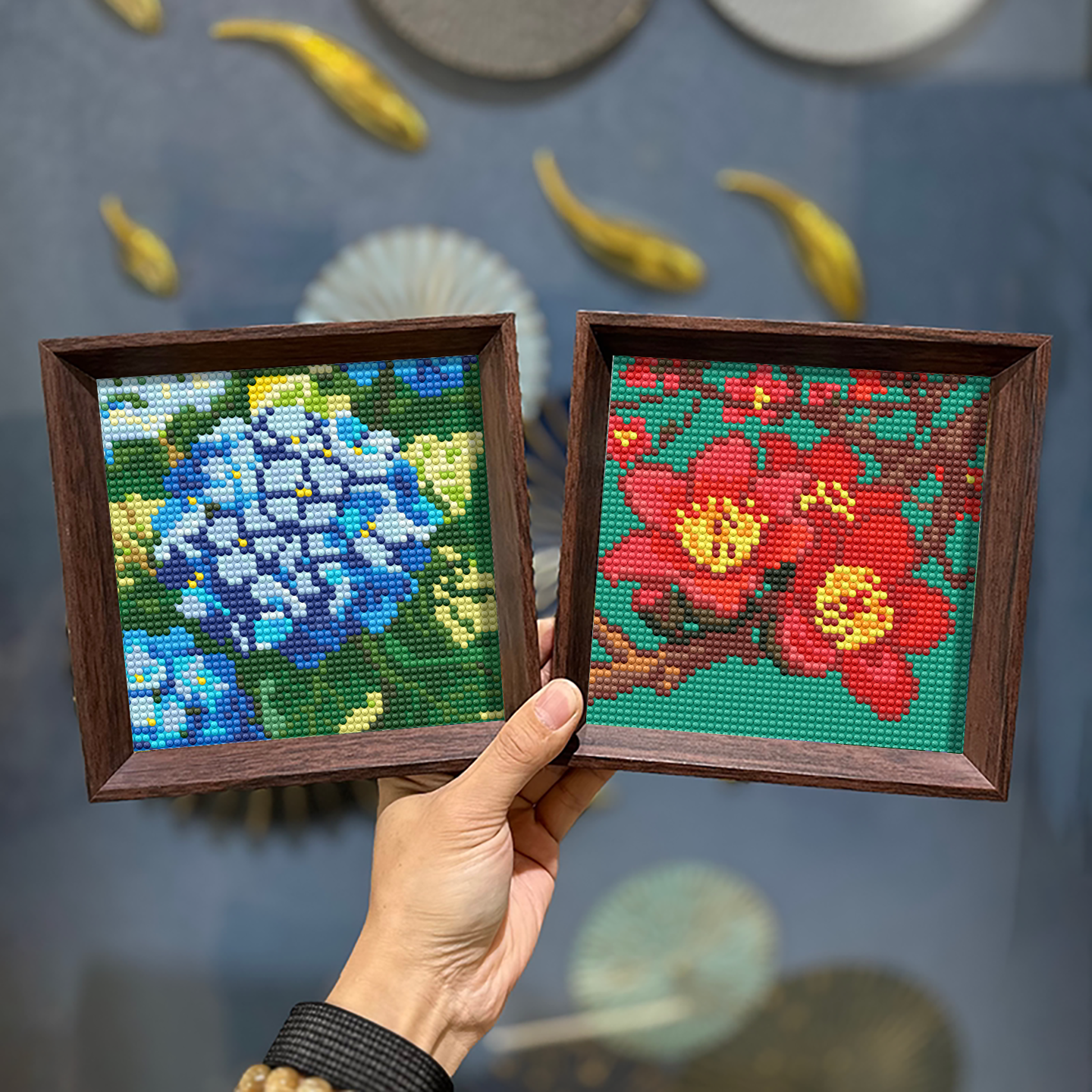 绣球花钻石画 DIY手工满钻粘贴钻石画绣球花卉益智厨房摆台油菜花