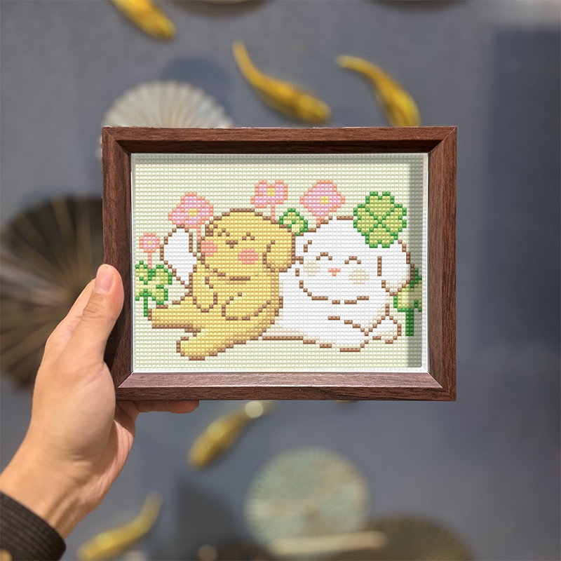 带相框温馨狗狗钻石画