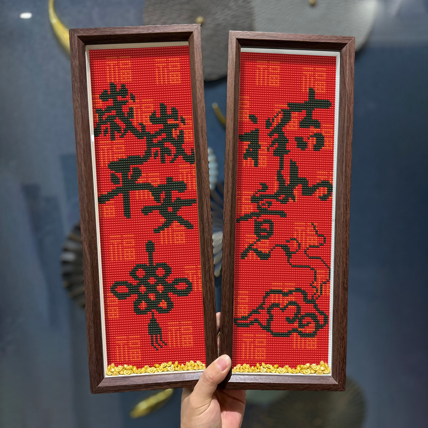 带相框钻石画2026新款五福临门手工DIY钻石贴十字绣高级感钻石绣