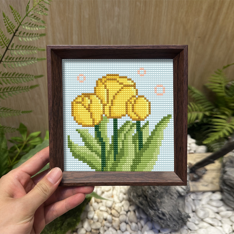 黄色郁金香钻石画摆台相框