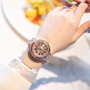 DAVENA时来运转手表女士奢华2026新款 腕表女 彩虹高级感满天星女款