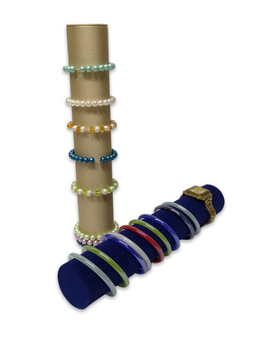 蓝色珠宝首饰手镯托架手链手表展示道具银镯陈列金色蓝色棒饰品架