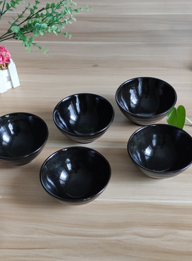平定黑砂碗家用菜盘子粗陶餐盘和风餐盘日式餐具创意套装盘饭碗