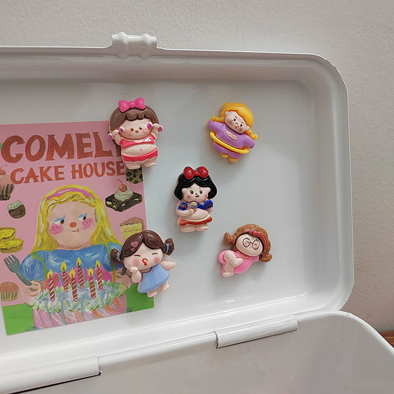 5个装减肥公主可爱少女心冰箱贴磁吸洞洞板铁柜黑白板固定拍立得