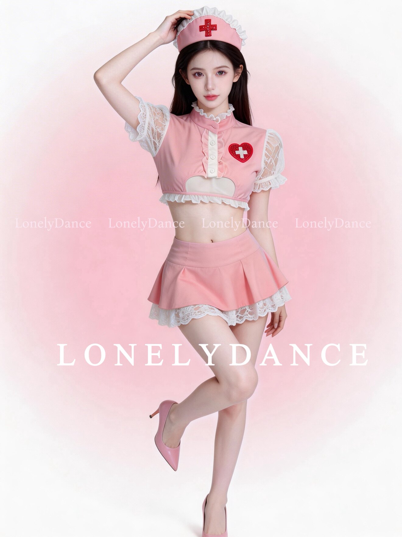 Lonelydance粉红甜心*性感睡裙护士制服套装cos纯欲分体超短裙
