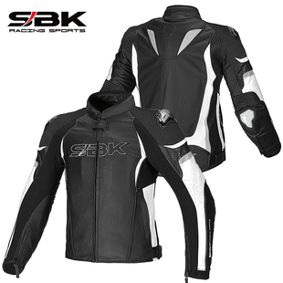 SBK骑行服摩托车男牛皮夹克四季防摔防护重机车保暖赛道分体皮衣