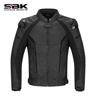 sbk皮衣摩托车骑行服男复古机车赛车服防摔休闲真皮骑行装备四季