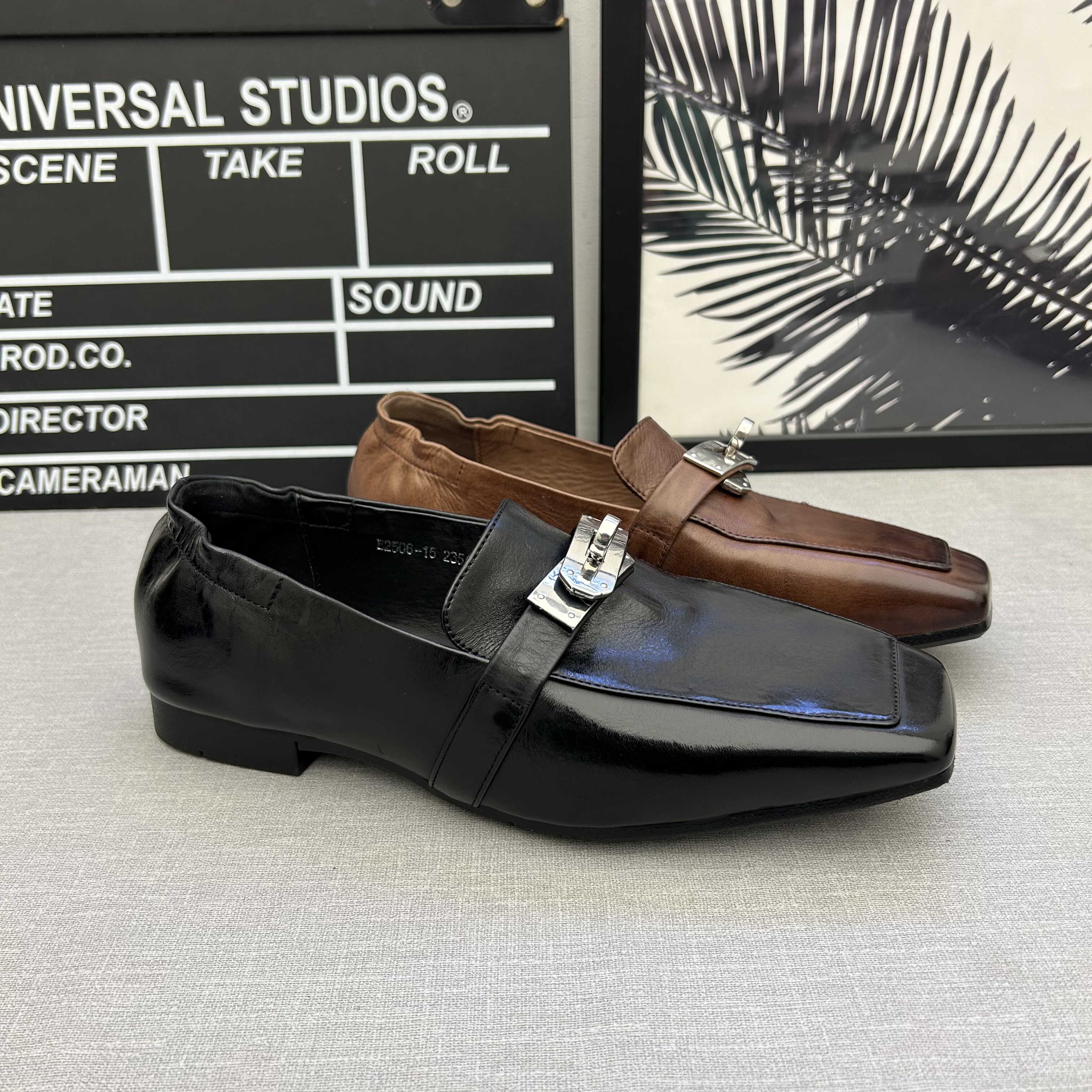 欧货2026年春季新款真皮复古牛皮方头平底一脚蹬乐福鞋小皮鞋单鞋,女鞋,浅口单鞋,淘宝优惠券,粉丝福利购,淘宝优惠卷