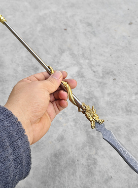 招财摆件迷你三国龙吟枪龙身金属长柄武器模型桌面玄关装饰品收藏
