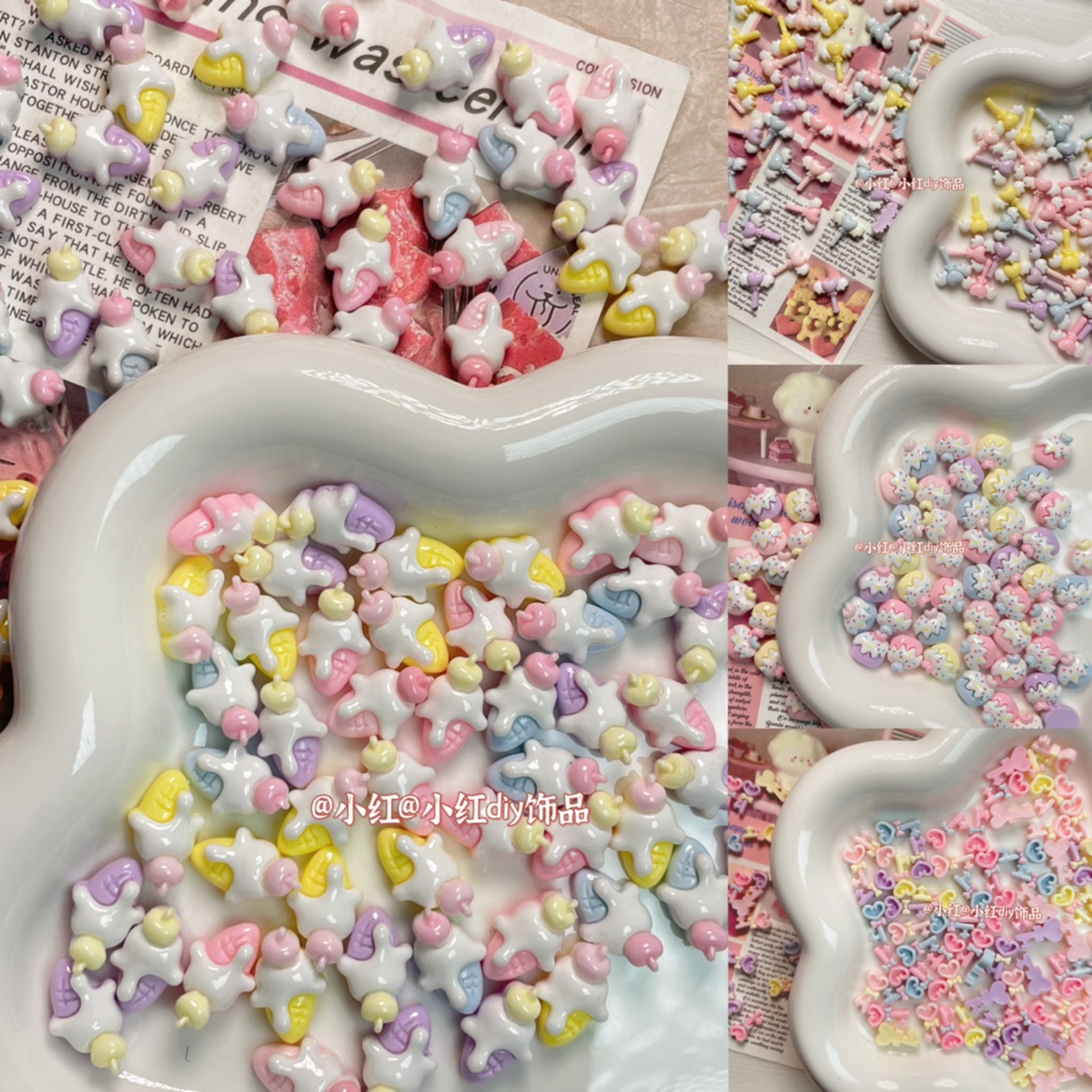 迷你小号蛋糕冰激凌diy奶油胶发夹树脂配件百搭咕卡装饰