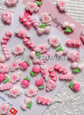 情人节迷你粉色花束信封diy奶油胶发夹填缝隙饰品配件树脂