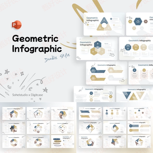 ppt模板几何结构信息图工作项目总结品牌营销业务投资教育推广151
