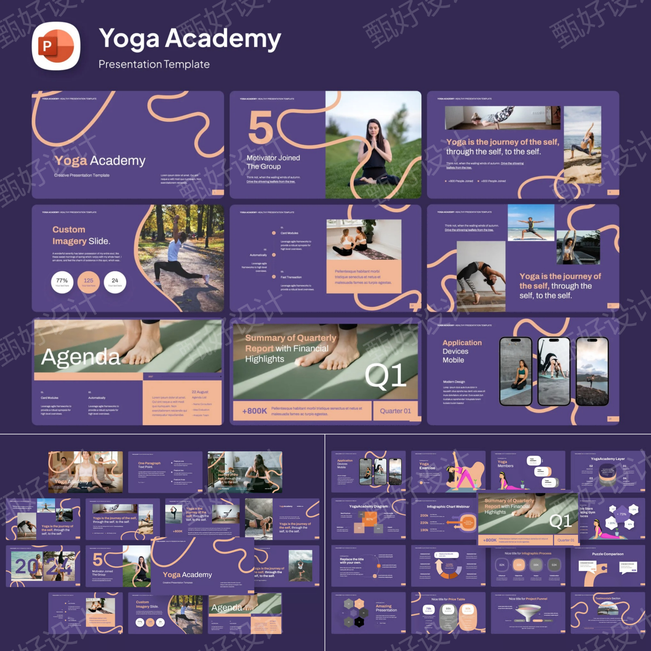 ppt模板瑜伽运动课程教学健身品牌营销产品推广客户项目投资1103