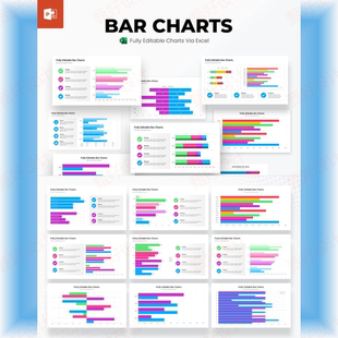 ppt模板数据分析条形图表商业流程项目客户业务投资品牌营销299