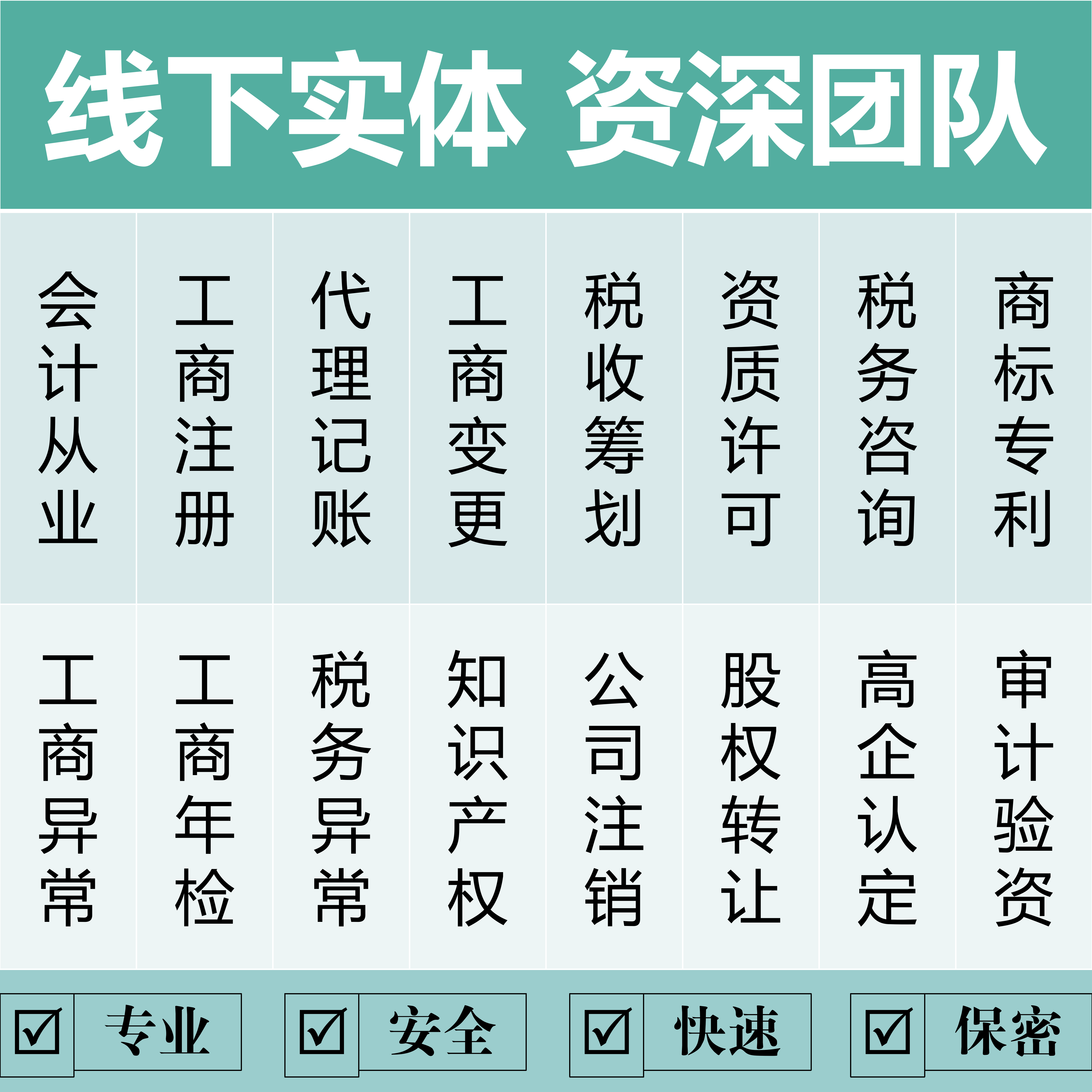 实体工商代办服务个体公司税务注册变更注销企业咨询财务办理