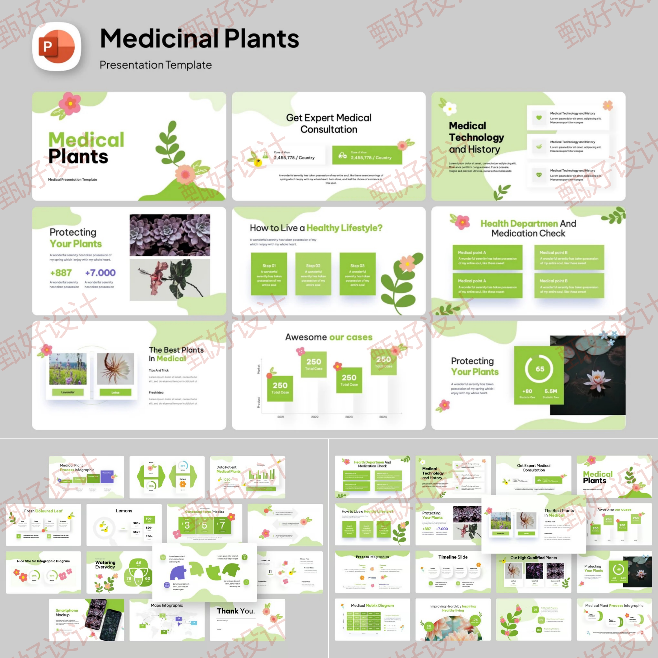 ppt模板药用植物鲜花绿植种植生态品牌营销推广业务投资培训1033