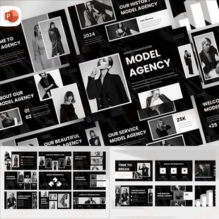 ppt模板服装展示商业推广品牌营销客户项目业务投资黑白风227