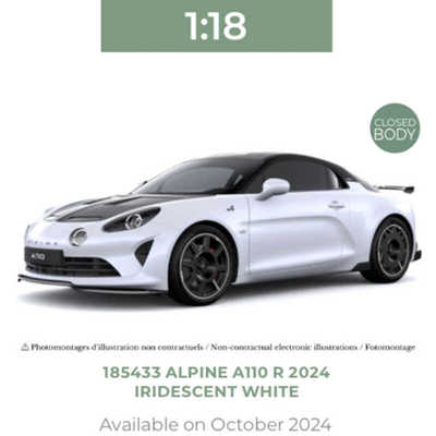 NOREV 1/18 Alpine A110 R 2024 白色合金汽车模型 不可开门