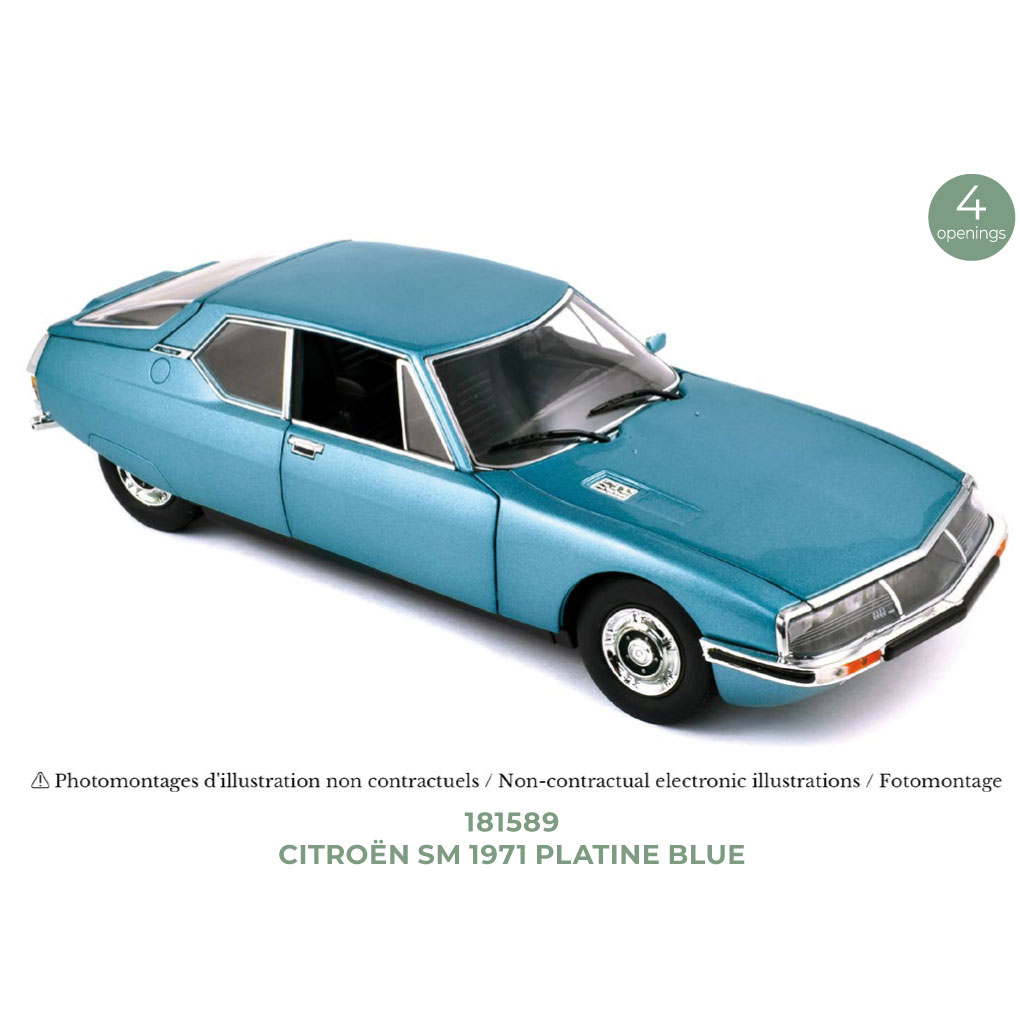 NOREV 1/18 雪铁龙 Citroën SM 1971 Platine Blue合金汽车模型