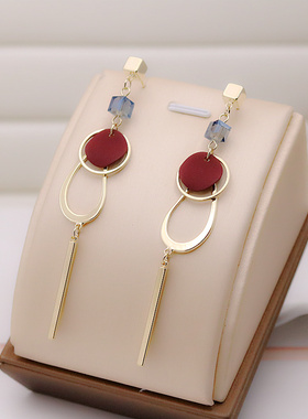 耳钉2019新款潮耳环s925银针长款气质个性简约耳坠韩国百搭耳饰品